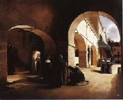 Francois Bonvin The Ave Maria;Interior of a Convent at Aramont,Verberie(Oise) oil painting on canvas